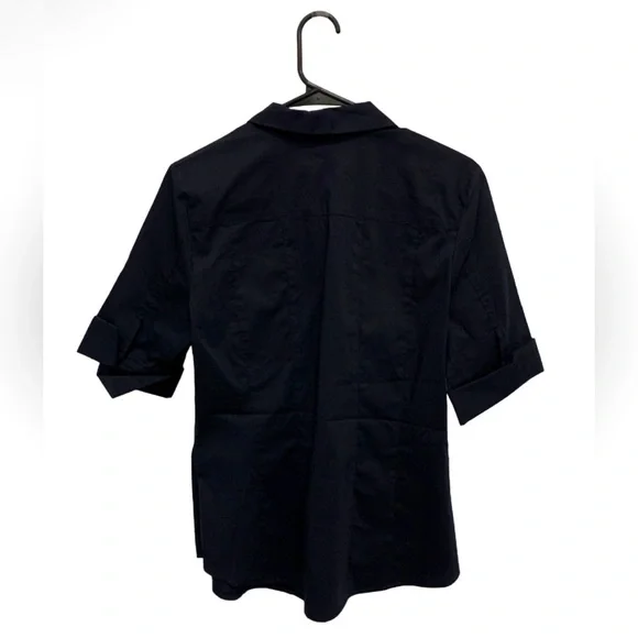 NWT Black Button Up Short Sleeve NY&Co Blouse - Picture 2 of 4
